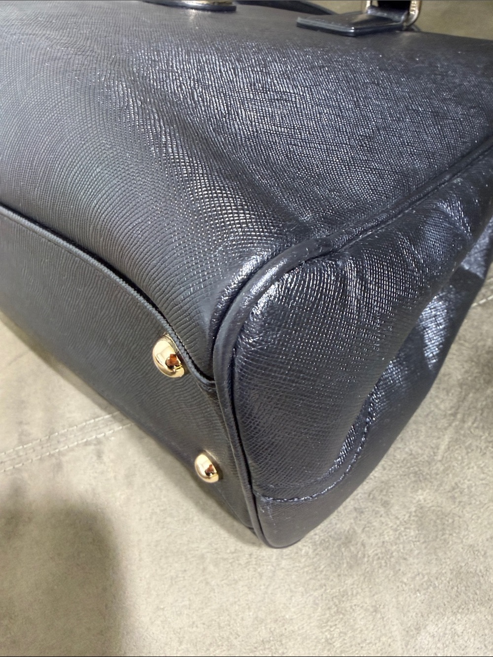 Lux Metrocity Black Saffiano Leather Structured Tote Bag Gold Hardware Vintage. - Picture 9 of 16